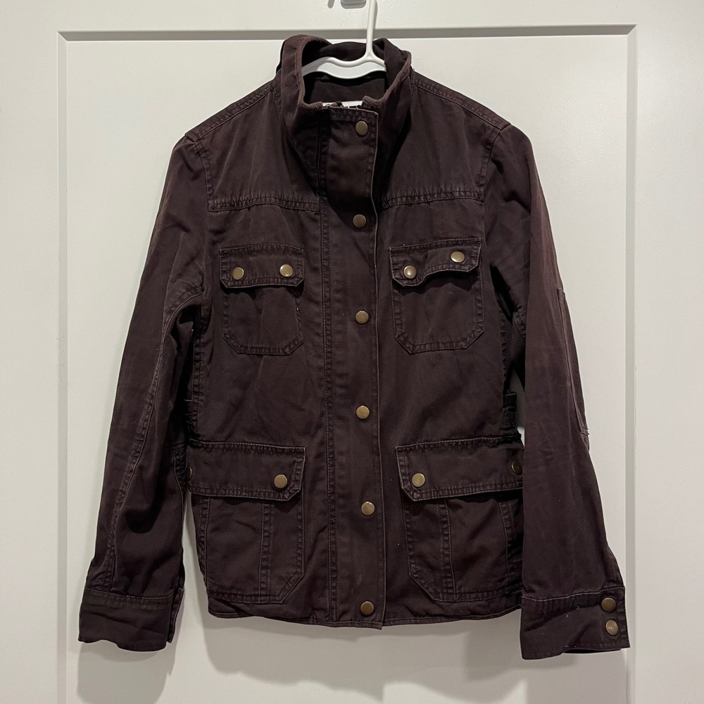 KUT from the Kloth Womens Utility Jacket Brown Cotton Military Field Coat Small